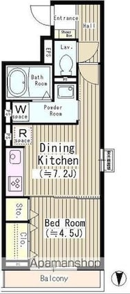 ヒルズ・アビーロード・王子神谷[1DK/33.17m2]の間取図