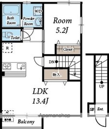 Ｍ’ｓコートＢ棟[1LDK/48.02m2]の間取図