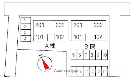 グランドキャッスル　Ｂ棟[3LDK/77.91m2]の配置図