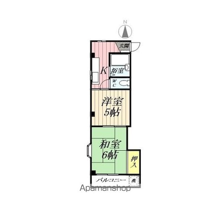 埼玉県吉川市高富１丁目[2K/27.2m2]の間取図
