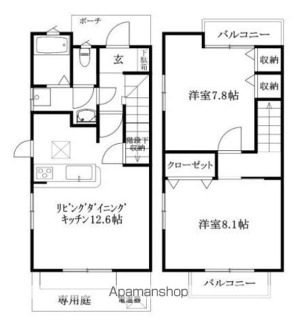 愛媛県松山市北井門４丁目[2LDK/66.37m2]の間取図