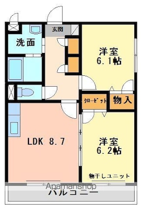 マリベール・ナトゥーア[2DK/49.8m2]の間取図