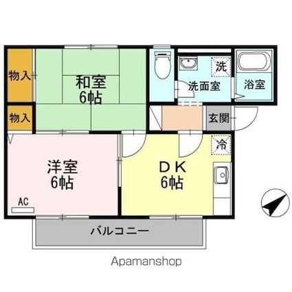 ローズパレス[2DK/42.87m2]の間取図