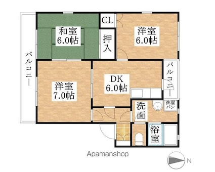 ヴィラパークⅡ[3DK/57m2]の間取図