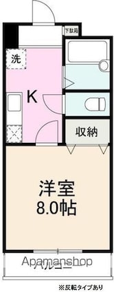 コートルネッサンス福岡[1K/25.5m2]の間取図