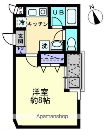 シティホワイト[1K/22.61m2]の間取図