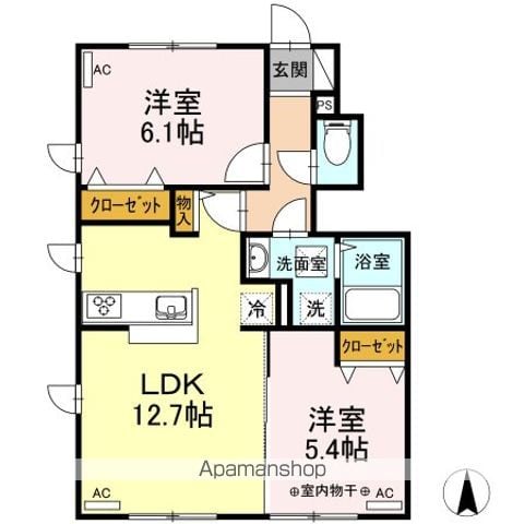 クラインハイム　Ａ 102 ｜ 東京都三鷹市井口４丁目19-4（賃貸アパート2LDK・1階・54.02㎡） その2