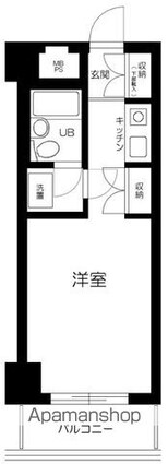 ライオンズマンション新宿東公園[1R/22.8m2]の間取図