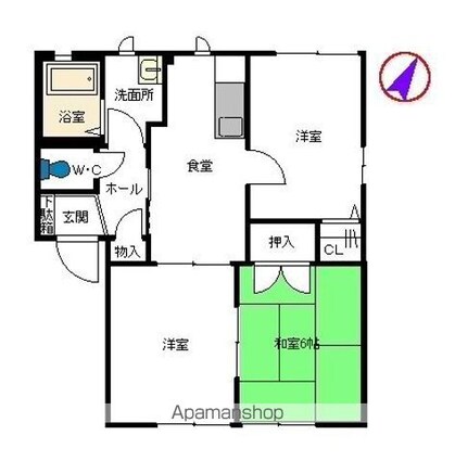 シャーメゾン古城　Ｂ棟[3K/50.78m2]の間取図