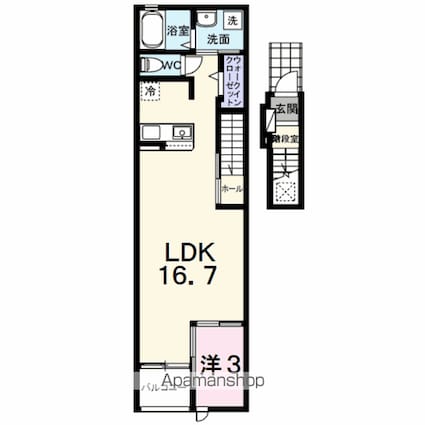 ウッド　ウィル[1LDK/46.7m2]の間取図