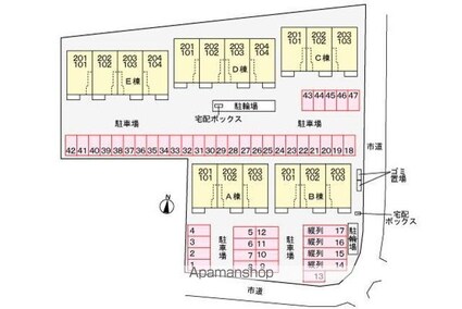 ベルエア国分寺Ｂ[1LDK/50.05m2]の配置図