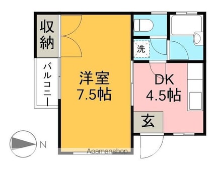 メゾンケー[1DK/28m2]の間取図