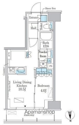 パークアクシス新宿百人町[1LDK/36.03m2]の間取図