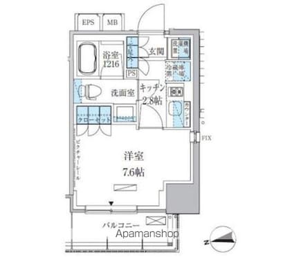 パークアクシス上野松が谷[1K/25.92m2]の間取図