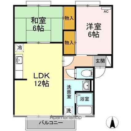 ビラ芳翠　Ａ棟[2LDK/55.4m2]の間取図