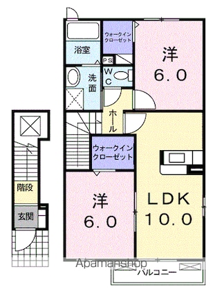 フォレストリバーＢ[2LDK/54.85m2]の間取図