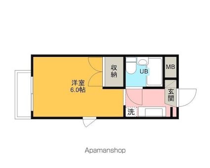 第２Ｍ・コート[1R/18.44m2]の間取図