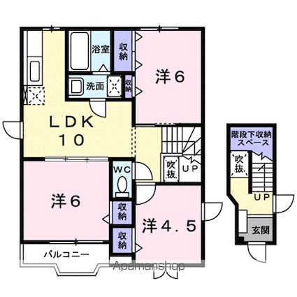 アパートメントくり[3LDK/65.57m2]の間取図