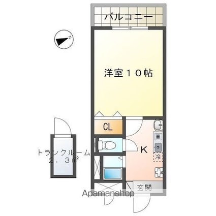 十一屋ブラウンシュガービル[1K/31.4m2]の間取図