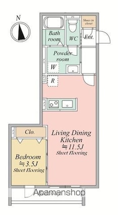 ＭＯＣＸＩＯＮ　ＫＹＯＤＯ[1LDK/37.36m2]の間取図