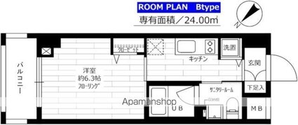 グランドコンシェルジュ早稲田[1K/24m2]の間取図