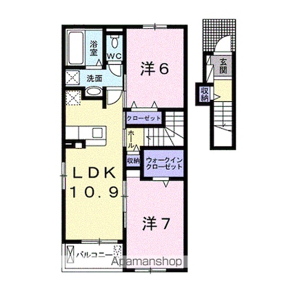 ジャルダン　Ａ[2LDK/59.14m2]の間取図