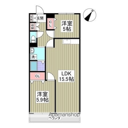 チクマハイツ[2LDK/58.93m2]の間取図