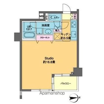 カスタリア高輪[1K/43.64m2]の間取図