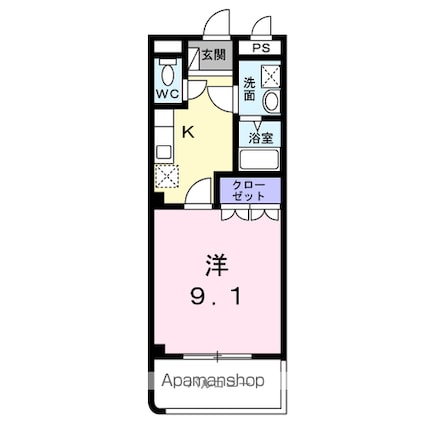 ピュア[1K/30m2]の間取図