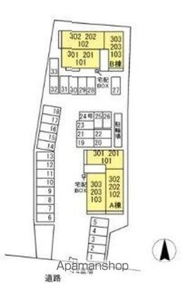 ロータスⅡ　Ｂ棟[1LDK/43.41m2]の配置図