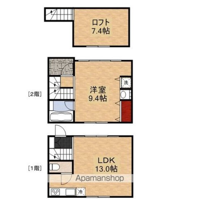 東京都立川市上砂町３丁目[1LDK/51.34m2]の間取図