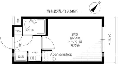 ライオンズプラザ上野毛[1K/19.68m2]の間取図