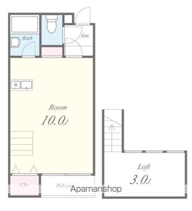 エクラ平野[1K/24.3m2]の間取図