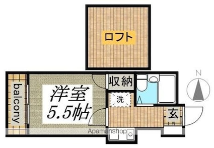 東京都国分寺市南町３丁目[1K/16.6m2]の間取図
