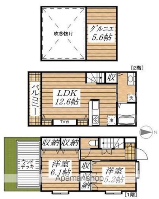 ラルジュ一ツ橋Ⅱ[2LDK/59.49m2]の間取図