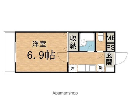 ロシエール[1K/22.5m2]の間取図