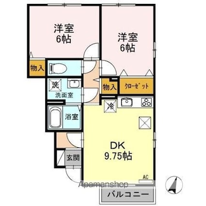 フォレストグリーンハマ　ＡＢＣＤ[2DK/51.15m2]の間取図