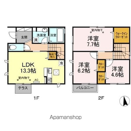 Ｄーｒｏｏｍ宮沢町貸家[3LDK/81.02m2]の間取図