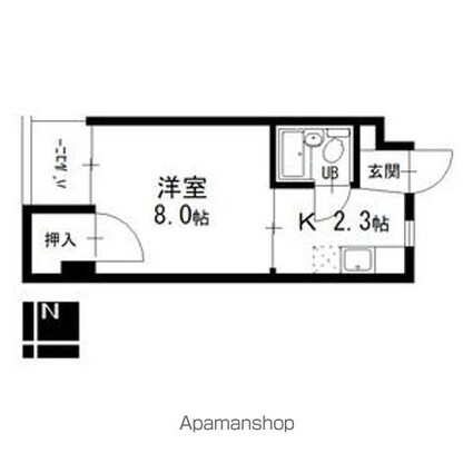 東山レジデンス[1K/22.87m2]の間取図