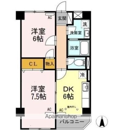 Ｍ・Ｓ・Ｙビル　住居[2DK/49.28m2]の間取図