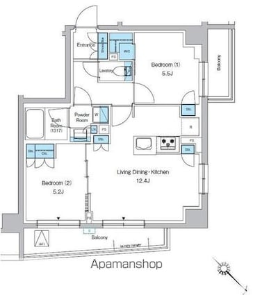 プレディアコート西葛西[2LDK/53.54m2]の間取図