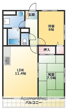 ハイツはと[2LDK/57m2]の間取図