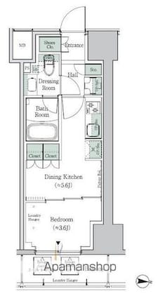 ワンルーフレジデンス中野南台[1DK/25.6m2]の間取図