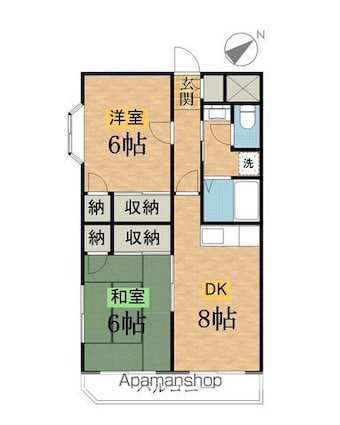 フラットハピネス[2DK/50.1m2]の間取図
