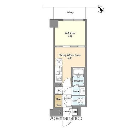 ＫＤＸレジデンス西調布[1DK/26.15m2]の間取図
