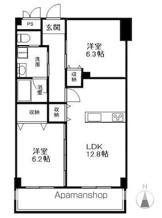 ライフコア上千田[2LDK/57.3m2]の間取図