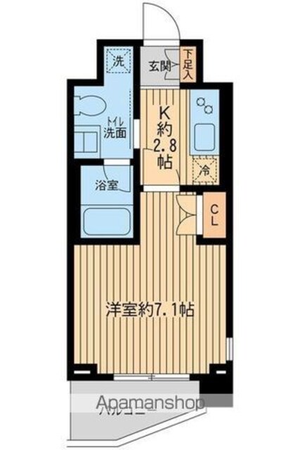 ウィルテラス奥沢[1K/25.17m2]の間取図