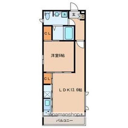 サンクレール[1LDK/44m2]の間取図
