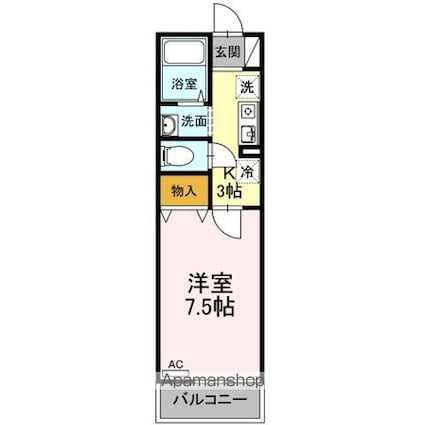 メゾンパークみずほ台[1K/25.28m2]の間取図
