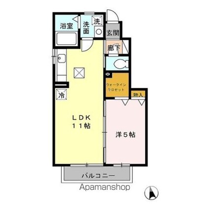 ゼファーコート[1LDK/36.75m2]の間取図